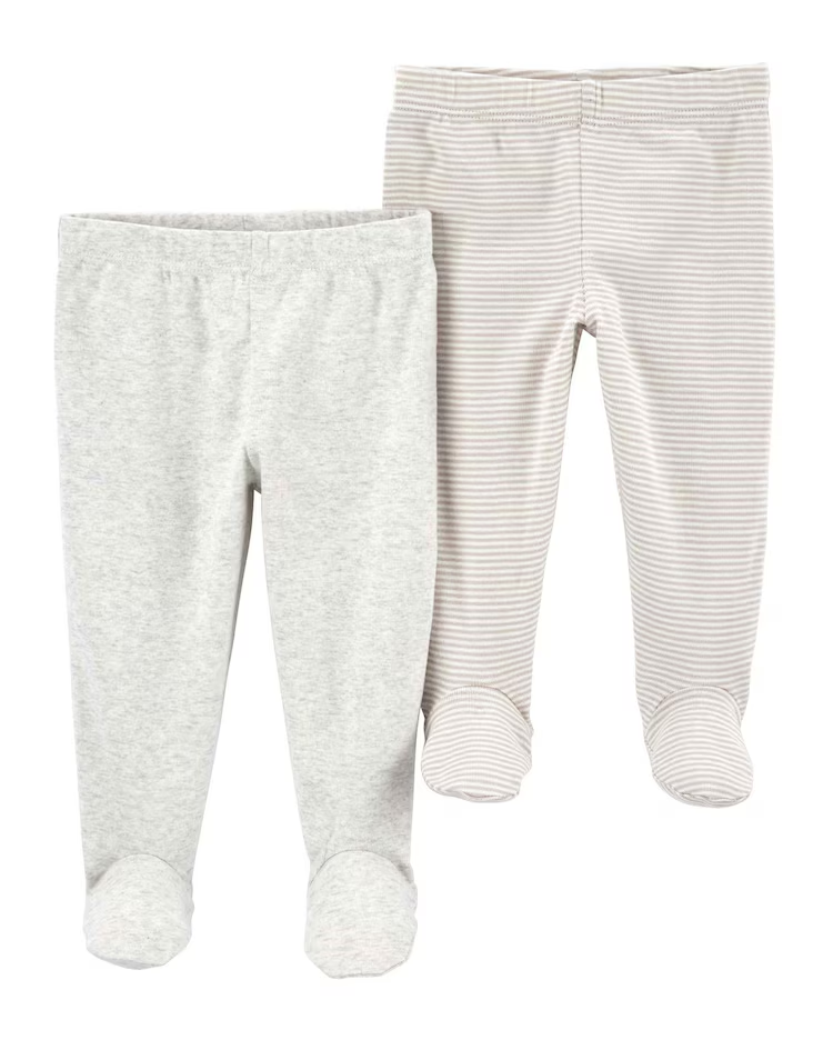 Kit calça bebê 2 peças cós elástico listrado multicor |